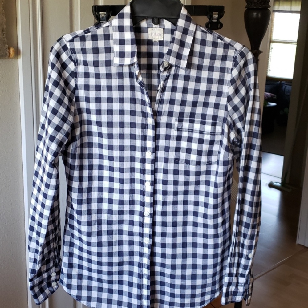 J. Crew Womens size XS blue checkered Blouse